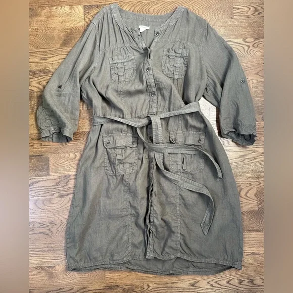 chinese dress ladies ACACIA linen shirt dress main image 1